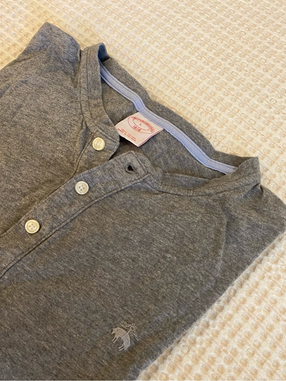 BROOKS BROTHERS Men’s Long Sleeve 1/4 Button Down 100% Cotton Shirt in Grey - L